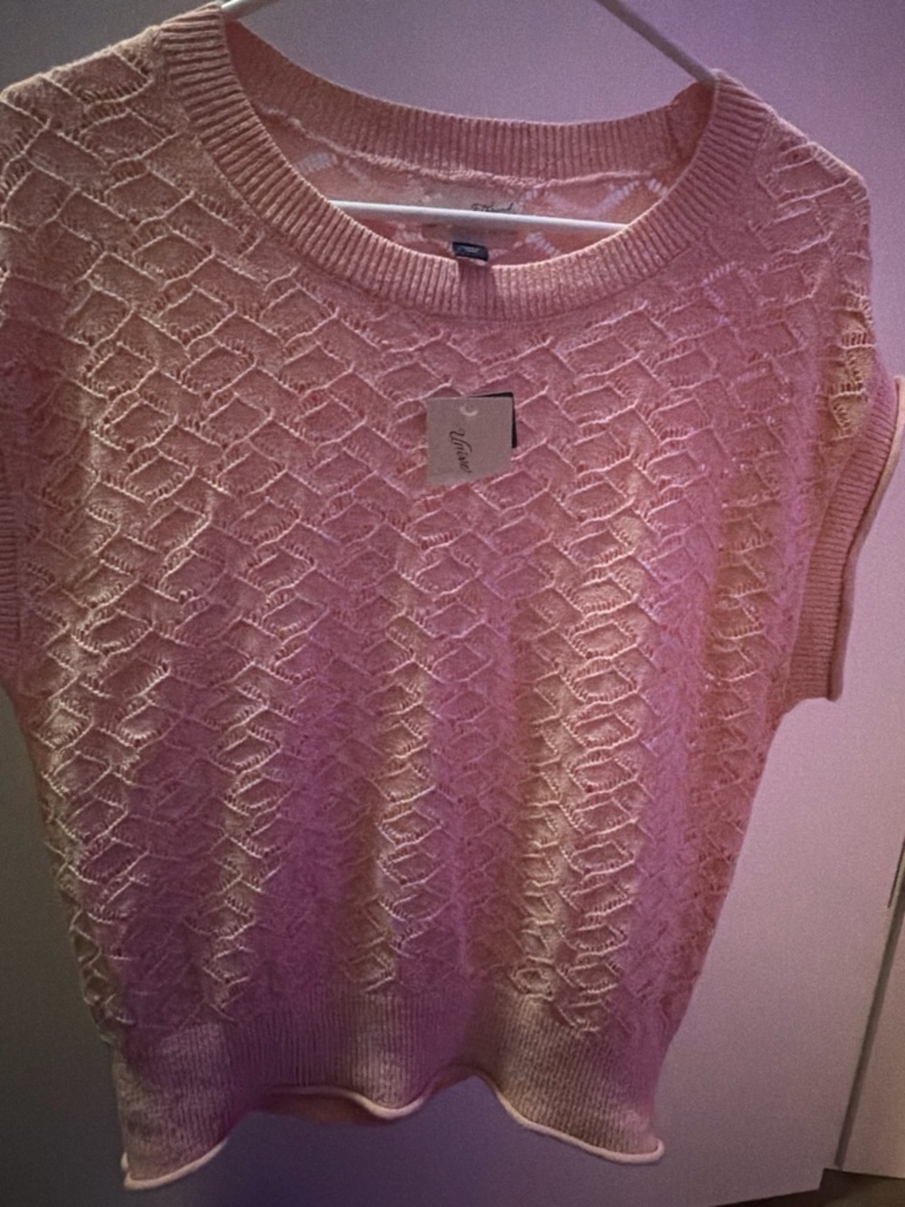 Universal Thread Light Pink Open-Knit Crewneck Sweater